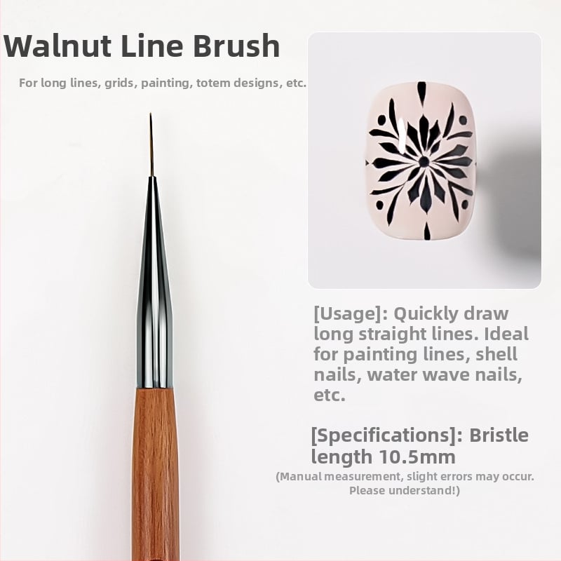 Penă pentru linie în arta unghiilor - ultra-fină, profesională, cu mâner din lemn, lung, set de 10 buc.