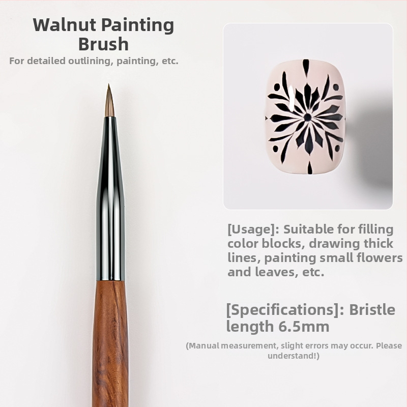 Penă pentru linie în arta unghiilor - ultra-fină, profesională, cu mâner din lemn, lung, set de 10 buc.