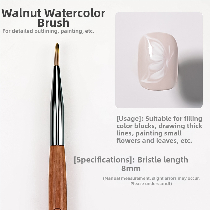 Penă pentru linie în arta unghiilor - ultra-fină, profesională, cu mâner din lemn, lung, set de 10 buc.