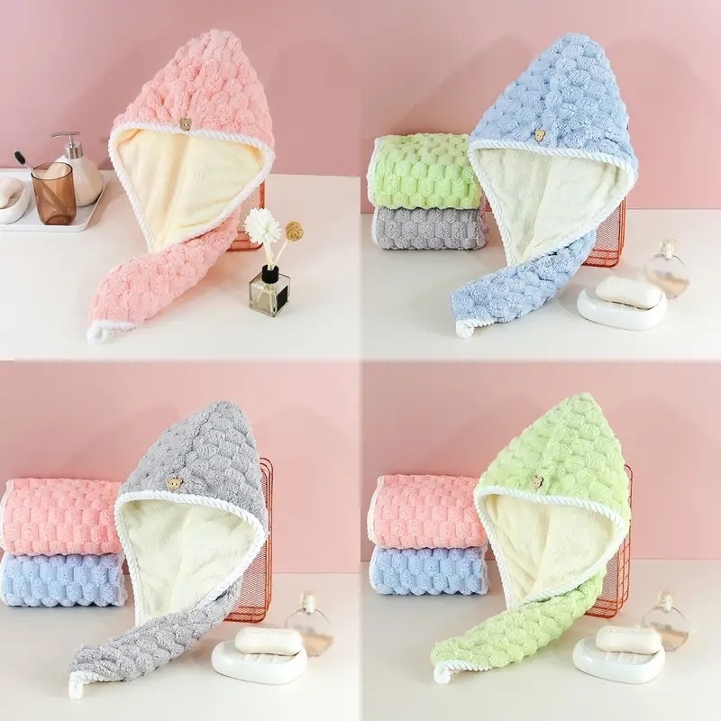 Pălărie pentru uscat părul, cu design dublu-strat, absorbantă, uscare rapidă, greutate peste 200 g.