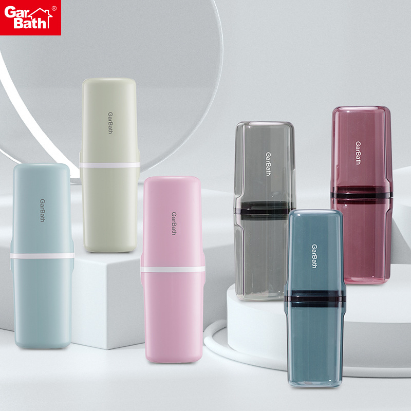 Ceașcă de călătorie pentru apă de gură cu recipient transparent pentru periuță și cutie pentru pastă, din ABS, set 12 buc, depozitare, logo personalizabil