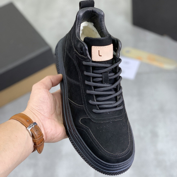 Férfi téli bőrbakancs, középmagas, külső: valódi bőr, belső: bőr, talp: gumi