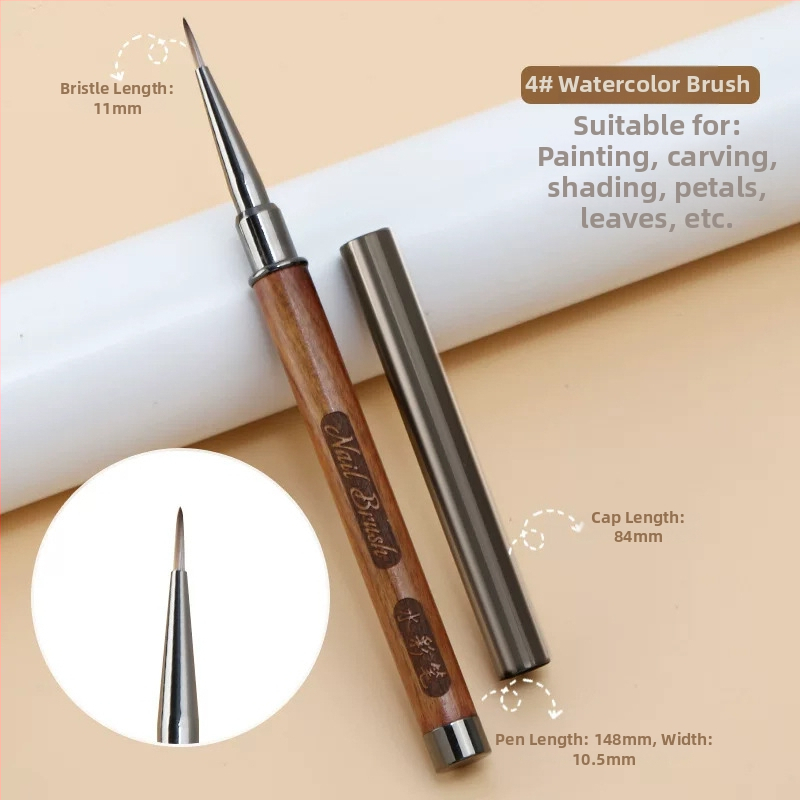 Štetec na nechty s drevenou rukoväťou, prenosný, sada 12 kusov, vyrezávané pero a rozmazávacie pero pre umenie nechtov