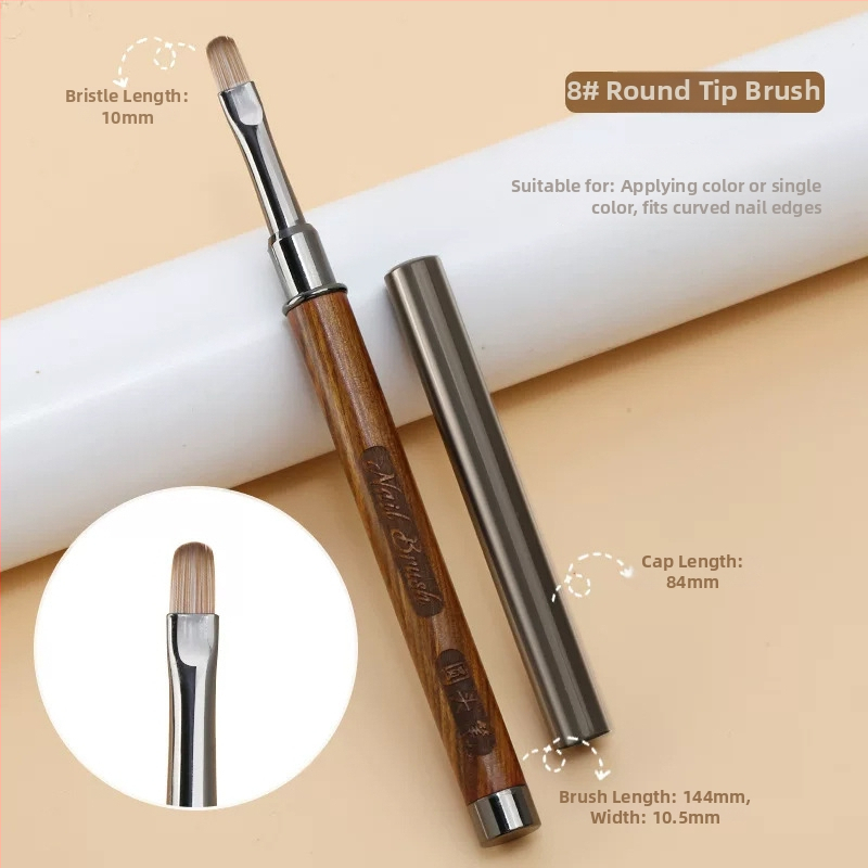 Štetec na nechty s drevenou rukoväťou, prenosný, sada 12 kusov, vyrezávané pero a rozmazávacie pero pre umenie nechtov