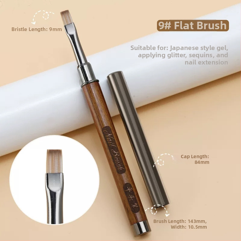Štetec na nechty s drevenou rukoväťou, prenosný, sada 12 kusov, vyrezávané pero a rozmazávacie pero pre umenie nechtov