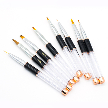 Set de pensule pentru unghii GUYO cu tijă diamantată, stilou Crystal și pensulă din păr de animal