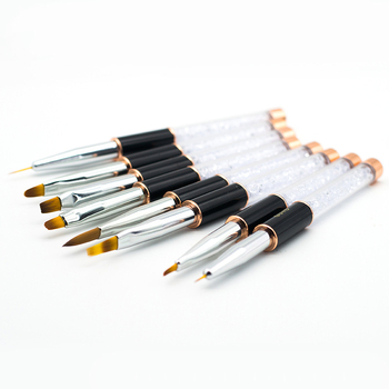 Set de pensule pentru unghii GUYO cu tijă diamantată, stilou Crystal și pensulă din păr de animal