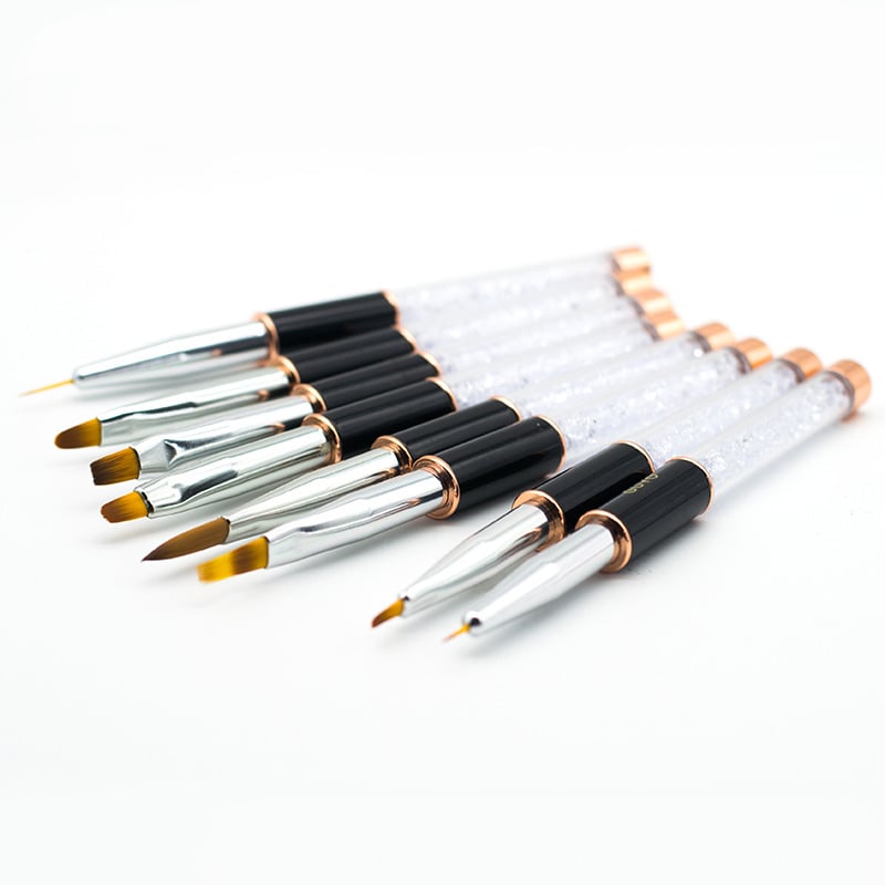 Set de pensule pentru unghii GUYO cu tijă diamantată, stilou Crystal și pensulă din păr de animal