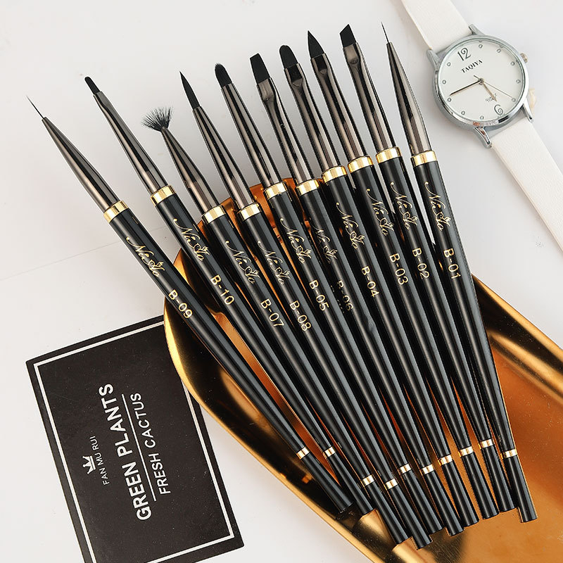 Set de 10 pensule pentru unghii, pensule de artă pentru unghii, OEM, greutate netă 16 g