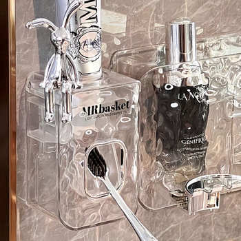 Držač za četkice za zube, zidni bez bušenja, s usisnim zahvatom, plastični, skladištenje i istiskivanje paste za zube, ledeni uzorak