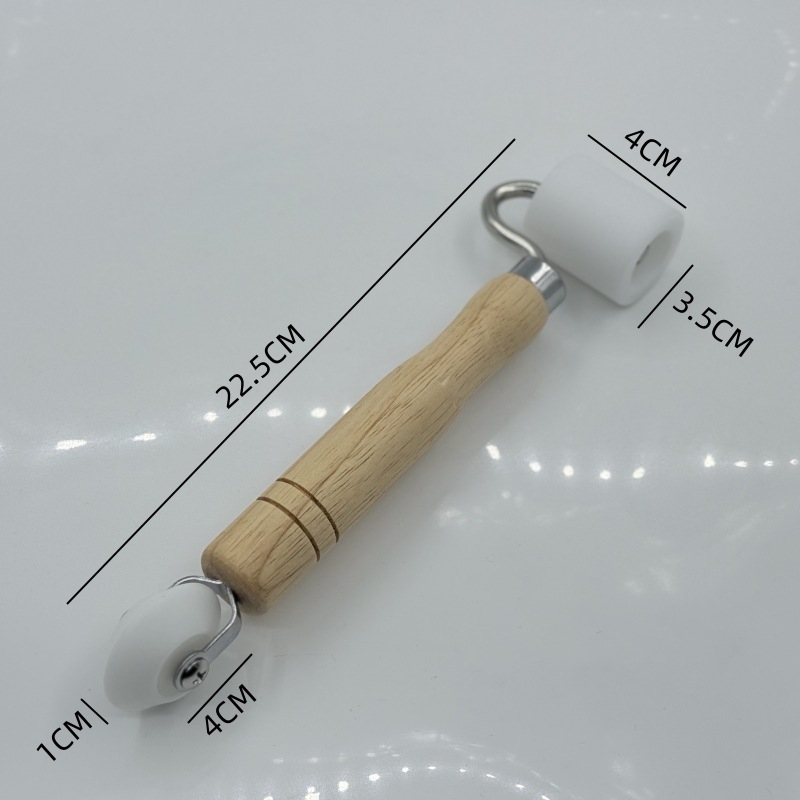 Rolă de presiune cu două capete, mâner din fag, tambur din nylon, suport galvanizat, pentru montaj tapet