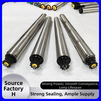 Rola ghidaj din oțel inoxidabil, cu acoperire din cauciuc, pentru benzi transportoare industriale, nealimentată; tambur: oțel inoxidabil și oțel carbon