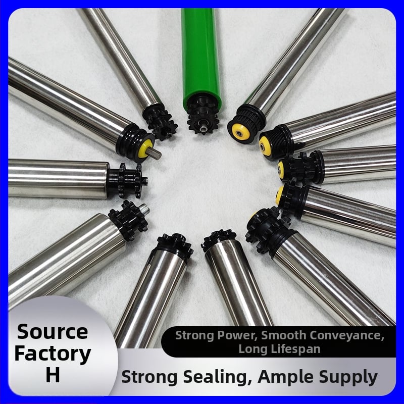 Rola ghidaj din oțel inoxidabil, cu acoperire din cauciuc, pentru benzi transportoare industriale, nealimentată; tambur: oțel inoxidabil și oțel carbon