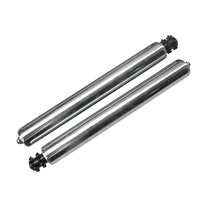 Μηχανοποιημένο ρόλο-τροχαλία τύμπανου για γραμμή συναρμολόγησης — μοντέλο XSL-JF; διάμετρος τύμπανου: 25-38-50-60-76 mm; διάμετρος άξονα: 12-15-20 mm; υλικό τύμπανου: άνθρακας χάλυβας και ανοξείδωτος χάλυβας; επίστρωση επιφάνειας: γαλβανισμός