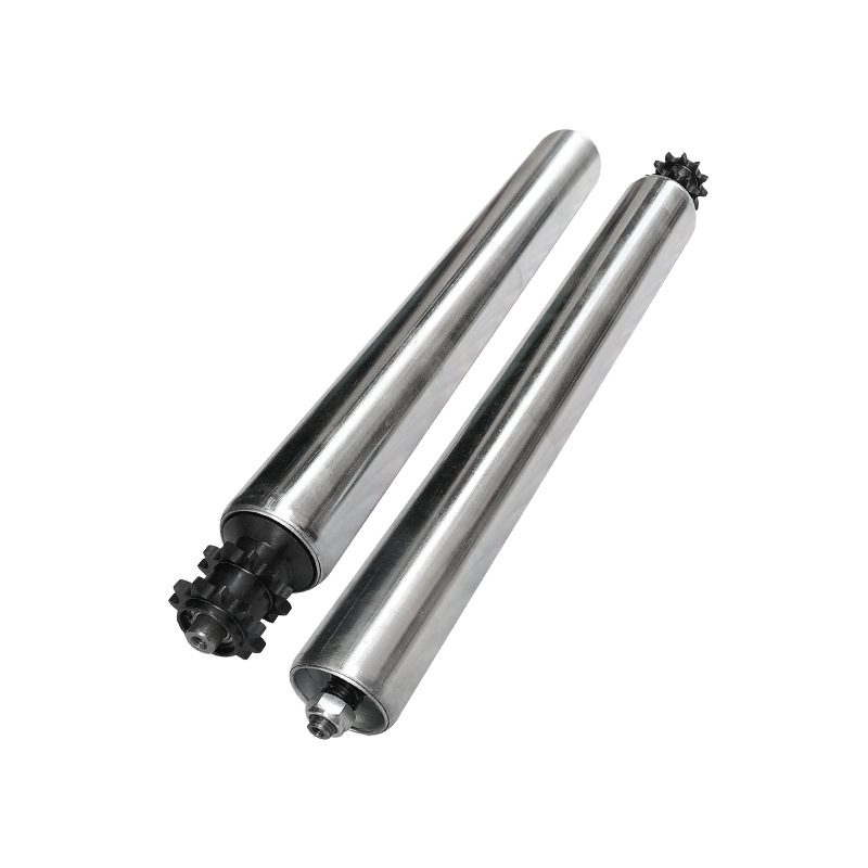 Μηχανοποιημένο ρόλο-τροχαλία τύμπανου για γραμμή συναρμολόγησης — μοντέλο XSL-JF; διάμετρος τύμπανου: 25-38-50-60-76 mm; διάμετρος άξονα: 12-15-20 mm; υλικό τύμπανου: άνθρακας χάλυβας και ανοξείδωτος χάλυβας; επίστρωση επιφάνειας: γαλβανισμός