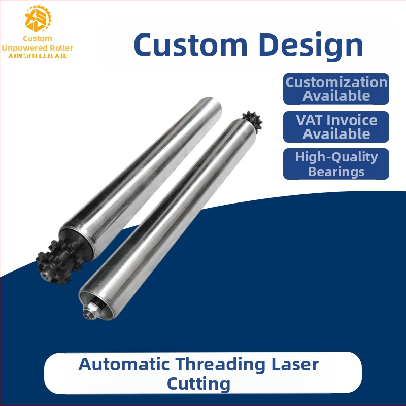 Motorový bubnový vozík s kolieskom pre montážnu linku — model XSL-JF; priemer bubna: 25-38-50-60-76 mm; priemer hriadeľa: 12-15-20 mm; materiál bubna: uhlíková oceľ a nerezová oceľ; povrchová úprava: galvanizácia