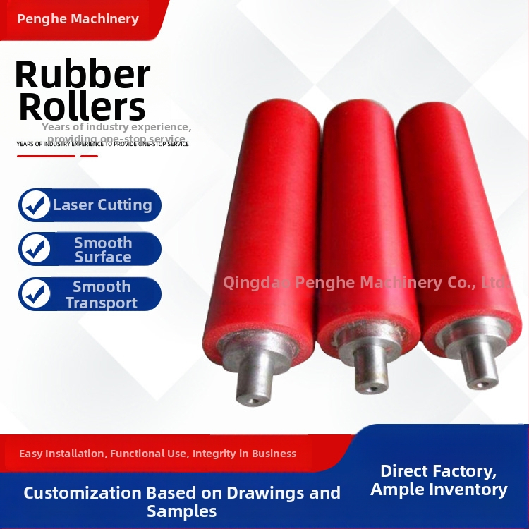 Gumený valec s PU polyuretánovou povrchovou úpravou a silikónovou gumou, telo valca z inžinierskeho plastu, Penghe Machinery