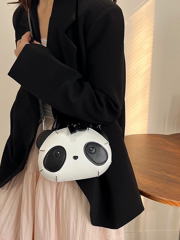 Παιδική τσάντα χιαστί σε σχήμα panda – PU υλικό, οβάλ σχέδιο, φερμουάρ, επένδυση πολυεστέρα, θήκη για κινητό