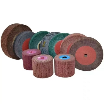 Roată industrială pentru burete abraziv, cu ax gol și perie de tip roller pentru lustruirea firelor — Material tub: oțel placat