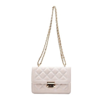 Τσάντα PU με αλυσίδα, crossbody, κάθετο τετράγωνο σχήμα, κλείσιμο με φερμουάρ, εσωτερικά τσεπάκια (με φερμουάρ, θήκη για κινητό, θήκη για ID), αστικός μινιμαλισμός