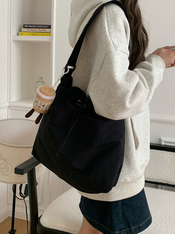 First Moai ναϊλον Tote τσάντα για γυναίκες — Street Style, μαγνητικό κλείσιμο, οριζόντιο τετράγωνο σχήμα, καθημερινή χρήση