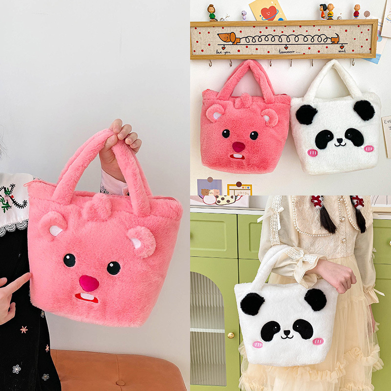 Κοριτσίστικη crossbody τσάντα από plush ύφασμα, cartoon σχέδιο, ultra-light, επένδυση πολυεστέρα, για παιδιά προσχολικής ηλικίας