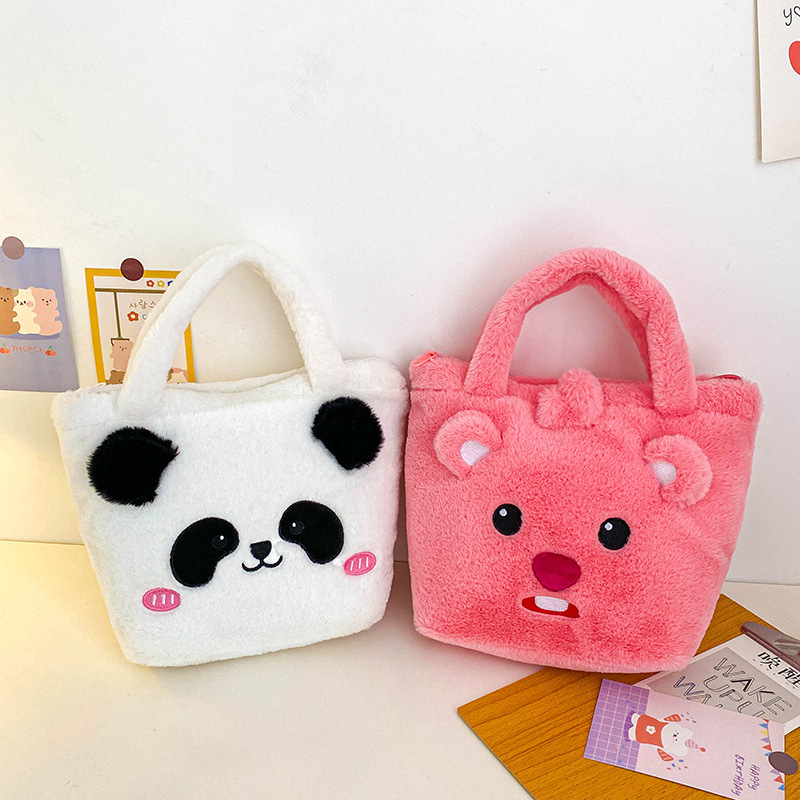 Κοριτσίστικη crossbody τσάντα από plush ύφασμα, cartoon σχέδιο, ultra-light, επένδυση πολυεστέρα, για παιδιά προσχολικής ηλικίας