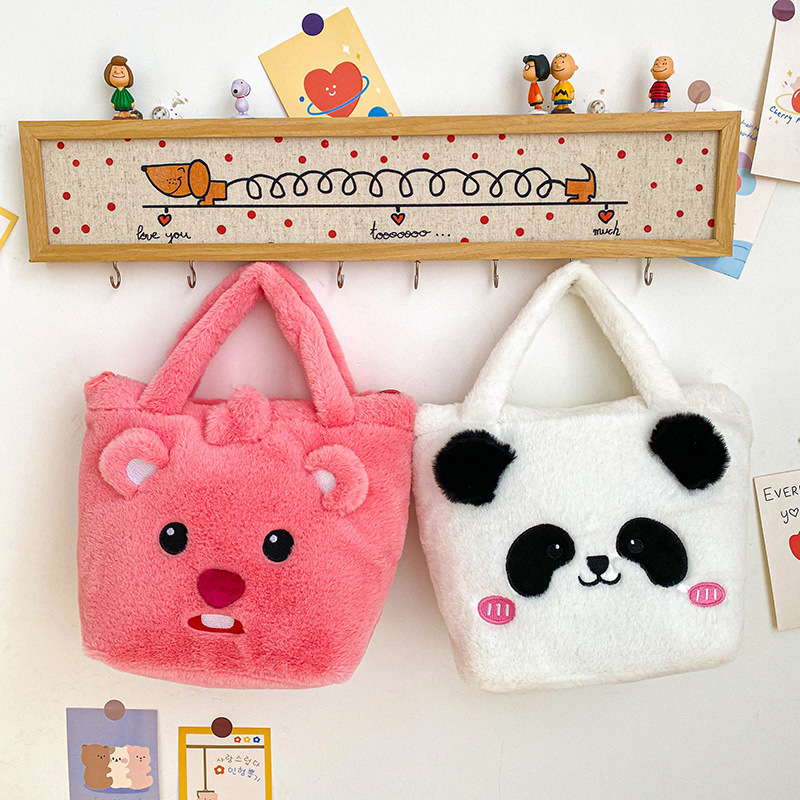 Κοριτσίστικη crossbody τσάντα από plush ύφασμα, cartoon σχέδιο, ultra-light, επένδυση πολυεστέρα, για παιδιά προσχολικής ηλικίας