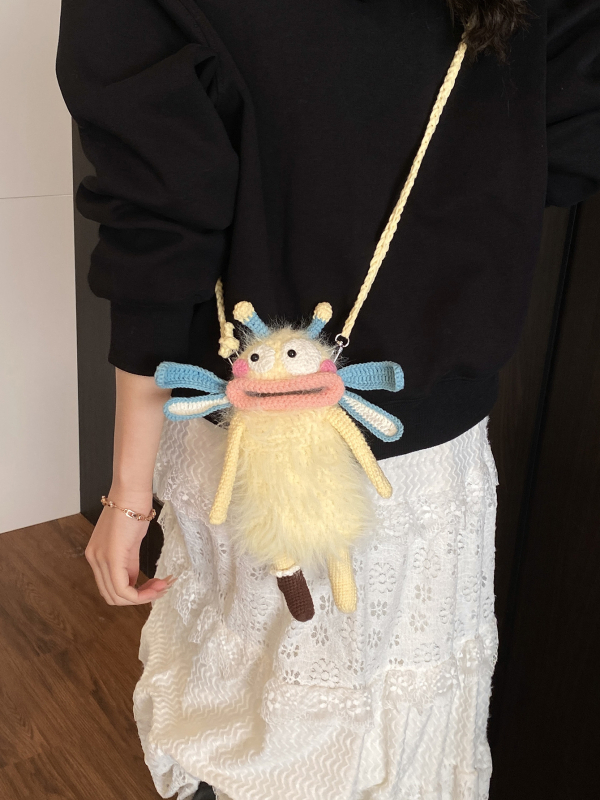 Τσάντα crossbody με παιδικό καρτούν στυλ, ύφασμα, κάθετη τετράγωνη μορφή, θήκη κινητού, ένας ιμάντας ώμου
