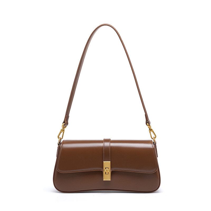 Τσάντα crossbody από γνήσιο δέρμα, οριζόντιο τετράγωνο σχήμα, κλείσιμο με καπάκι, διπλό στρώμα δέρματος, θήκη για κινητό