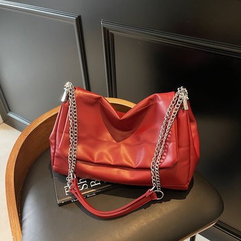 Geantă de umăr unisex din PU, cu fermoar, buzunar pentru telefon și buzunar intern tip patch | Primăvara 2025