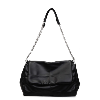 Geantă de umăr unisex din PU, cu fermoar, buzunar pentru telefon și buzunar intern tip patch | Primăvara 2025