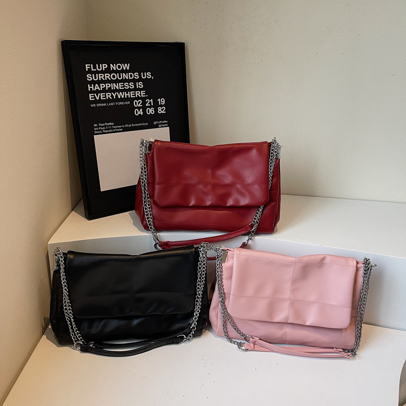 Geantă de umăr unisex din PU, cu fermoar, buzunar pentru telefon și buzunar intern tip patch | Primăvara 2025