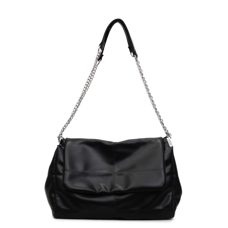 Geantă de umăr unisex din PU, cu fermoar, buzunar pentru telefon și buzunar intern tip patch | Primăvara 2025