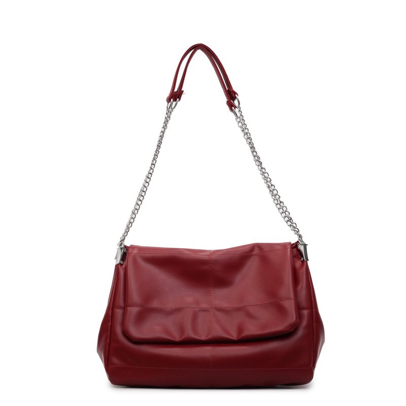 Geantă de umăr unisex din PU, cu fermoar, buzunar pentru telefon și buzunar intern tip patch | Primăvara 2025