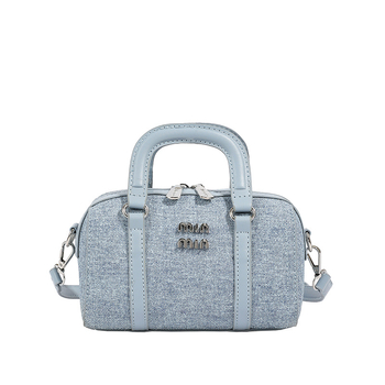 Geantă Boston din denim cu curea crossbody, stil street, formă pătrată orizontală, închidere cu fermoar, buzunar pentru telefon și ID
