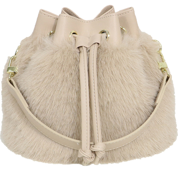 Geantă bucket din pluș pentru femei, stil stradal, formă cilindrică, închidere cu șnur, colecția iarnă 2023