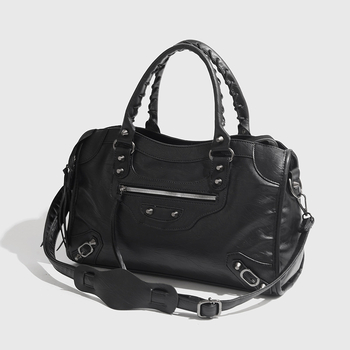 ChicVIbe geantă cilindrică PU cu fermoar – stil street fashion, căptușeală din poliester