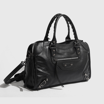 ChicVIbe geantă cilindrică PU cu fermoar – stil street fashion, căptușeală din poliester