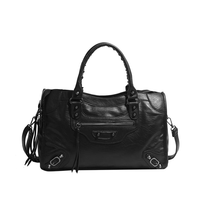 ChicVIbe geantă cilindrică PU cu fermoar – stil street fashion, căptușeală din poliester