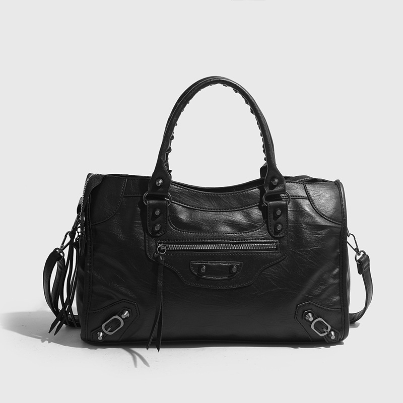 ChicVIbe geantă cilindrică PU cu fermoar – stil street fashion, căptușeală din poliester