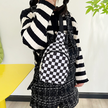 Παιδική crossbody τσάντα για το στήθος με καρό σχέδιο, νάιλον, επένδυση πολυεστέρα, παιδικό γλυκό στυλ, διαπνέουσα
