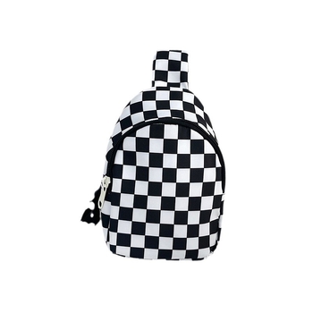 Παιδική crossbody τσάντα για το στήθος με καρό σχέδιο, νάιλον, επένδυση πολυεστέρα, παιδικό γλυκό στυλ, διαπνέουσα
