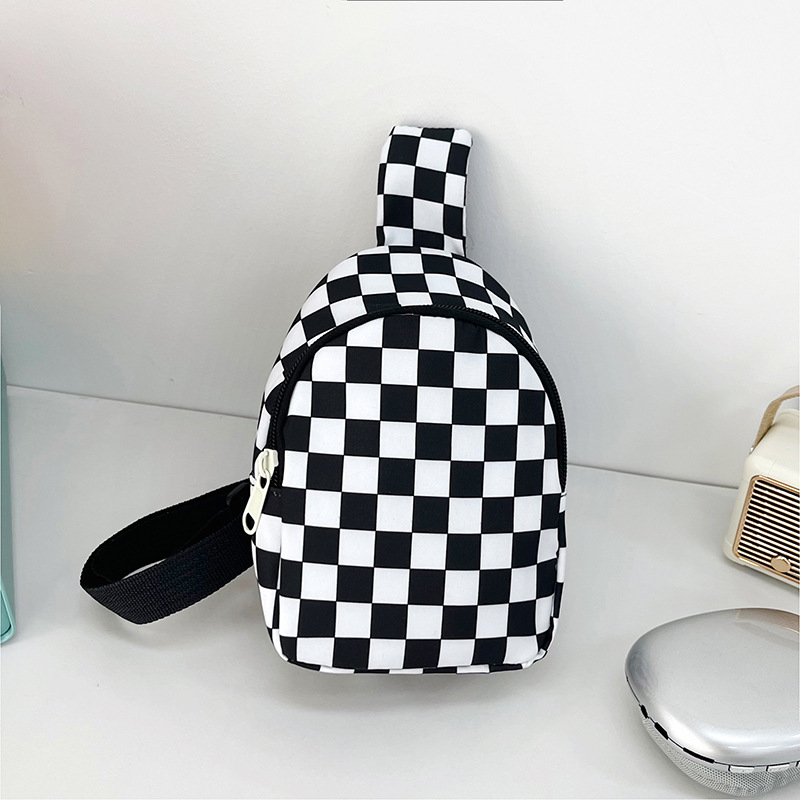 Παιδική crossbody τσάντα για το στήθος με καρό σχέδιο, νάιλον, επένδυση πολυεστέρα, παιδικό γλυκό στυλ, διαπνέουσα