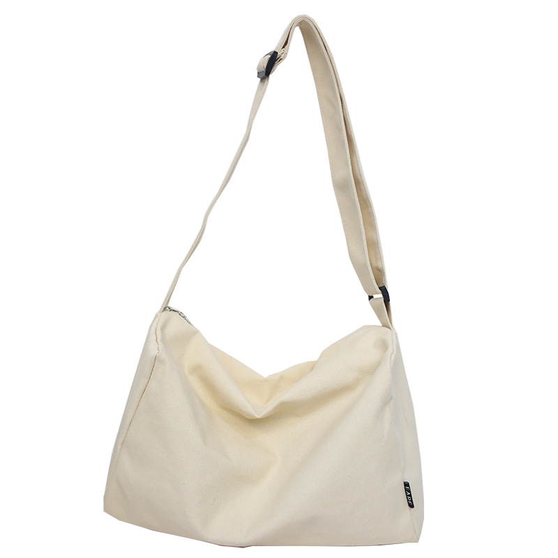 Geantă de umăr din pânză, stil bucket, cu fermoar, formă orizontală pătrată, buzunar interior pentru telefon