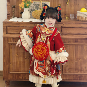 Παιδική Τσάντα Ώμου Hanfu κινεζικού στυλ με κέντημα και φούντες, μοτίβο Fortune, πολυεστέρας, Ak654, Χειμώνας 2025