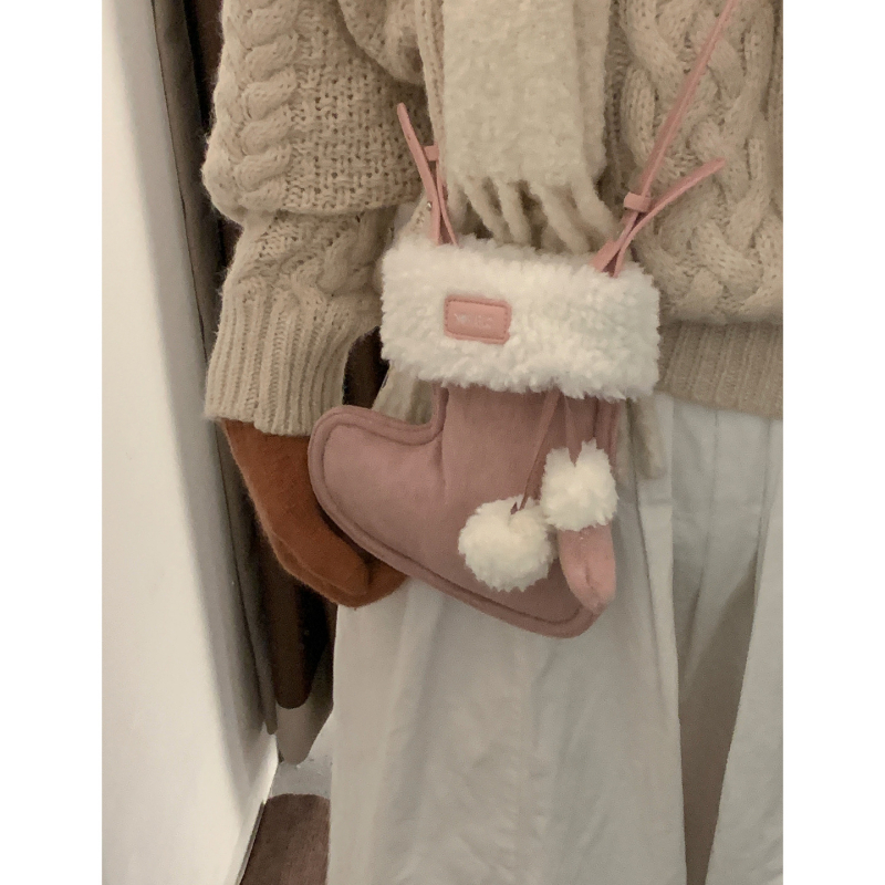 Γυναικεία τσάντα από σουέντ plush σε σχήμα παπουτσιού, στυλ αστικής απλότητας, μαγνητικό κούμπωμα, μονή λουρί