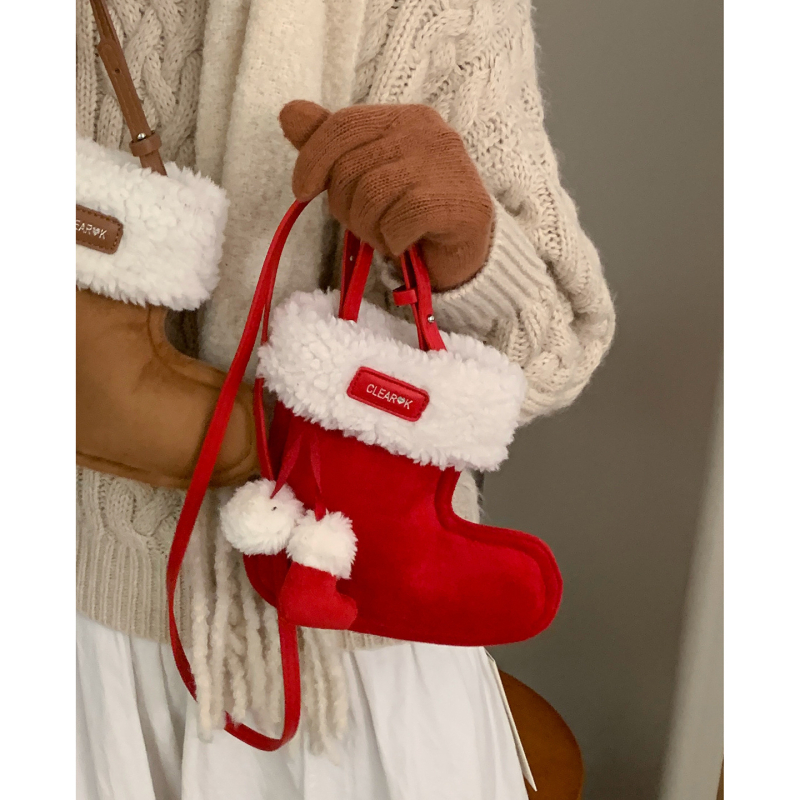 Γυναικεία τσάντα από σουέντ plush σε σχήμα παπουτσιού, στυλ αστικής απλότητας, μαγνητικό κούμπωμα, μονή λουρί
