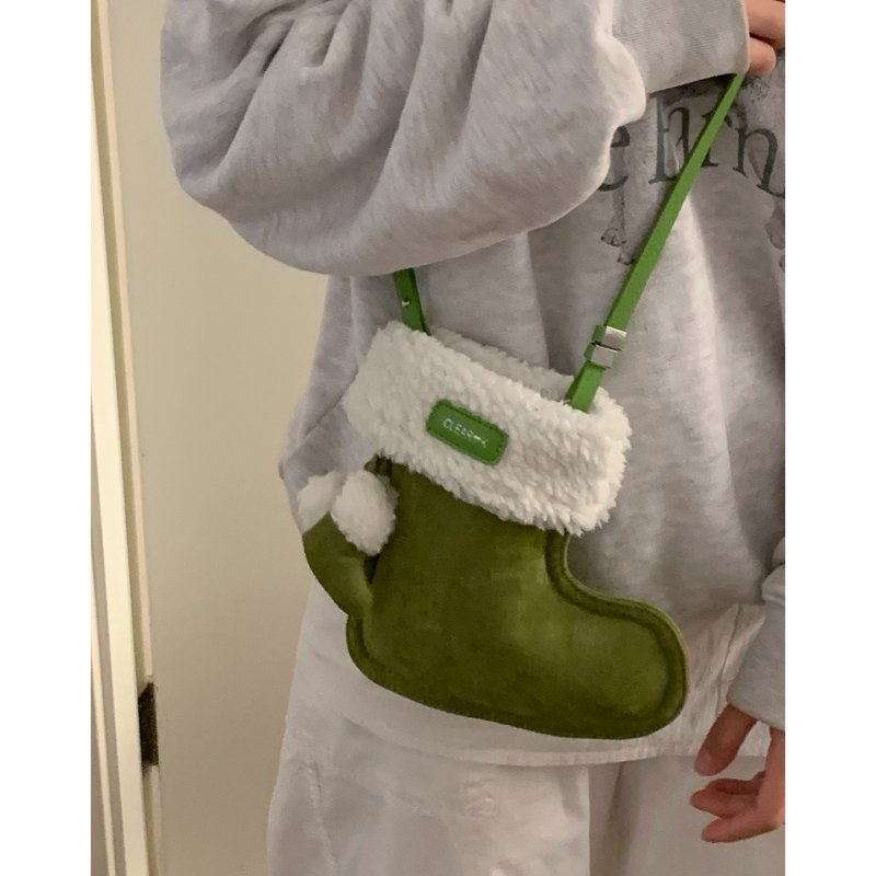 Γυναικεία τσάντα από σουέντ plush σε σχήμα παπουτσιού, στυλ αστικής απλότητας, μαγνητικό κούμπωμα, μονή λουρί