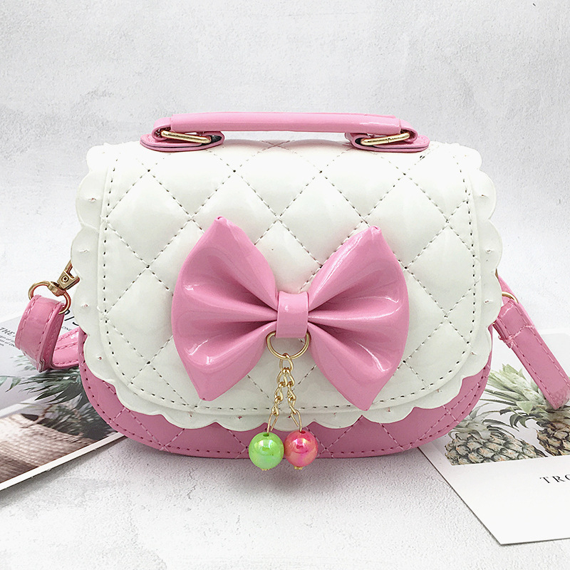 Κοριτσίστικη crossbody τσάντα με φιόγκο και δαντέλα – μίνι PU δερμάτινη τσάντα, επένδυση πολυεστέρα, παιδικό στυλ
